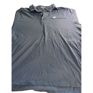 Peter Millar Polo Shirt Mens XXL Blue Brown Striped Golf Shirt Embroidered‎ Logo